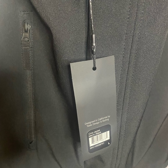 NEW Tesla Motors Black "Corp Jacket" - Performance Tech - Red Accent - Men's L - Picture 13 of 15